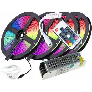 ZESTAW 600LED Radiowy 20M Taśma Zasilacz RGB BIAŁY