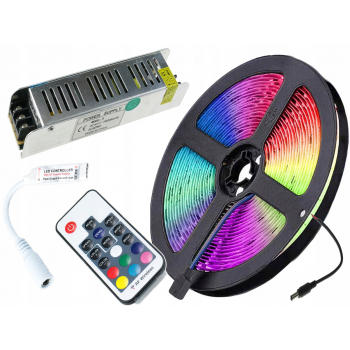 ZESTAW 5M 300 LED Pilot Radiowy Taśma Zasilacz RGB