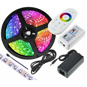 ZESTAW 5M RGB 600 LED Pilot Taśma Zasilacz 3535