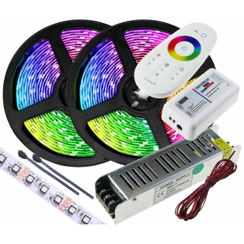 ZESTAW 10M RGB 1200 LED Pilot Taśma Zasilacz 3535